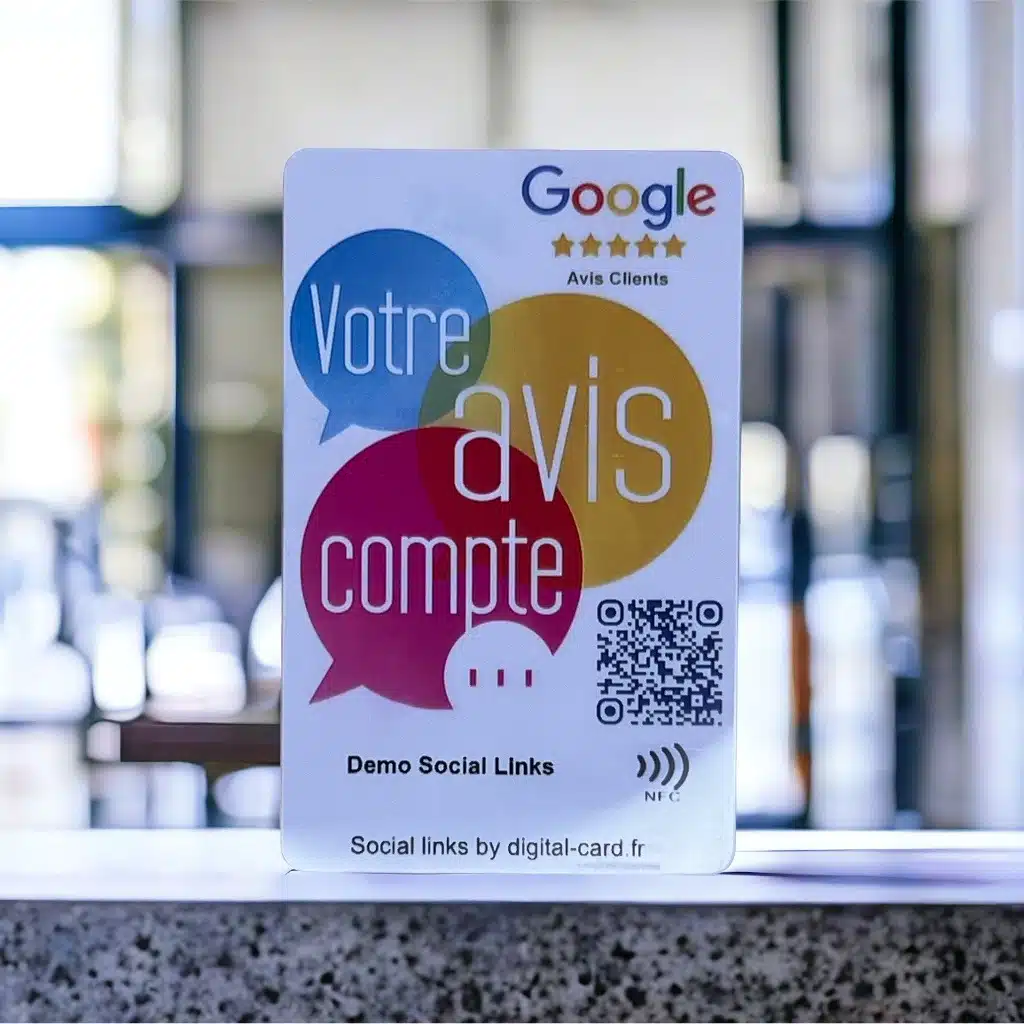 Carte PVC avis google social links